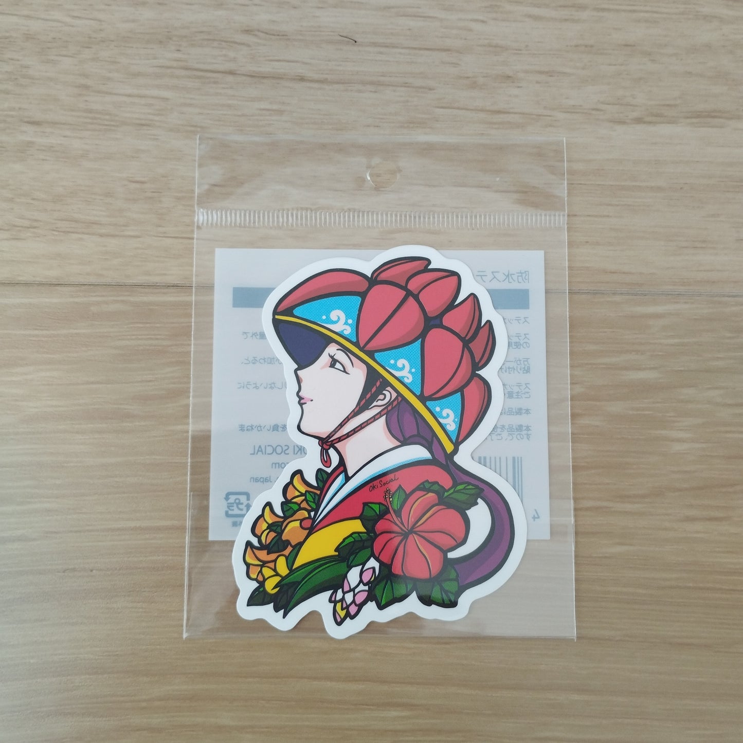 ステッカー　花笠少女