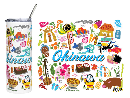 20oz ステンレススチール タンブラー Okinawa 青